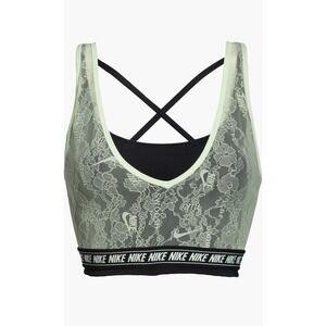 Nike Lace Sports Bra XS Green Black Logo Band Strappy Back Light Support Gym Fit